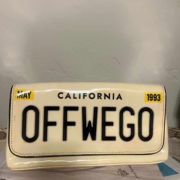 Handbags - Kate Spade vintage novelty Cream License Plate Clutch Bag